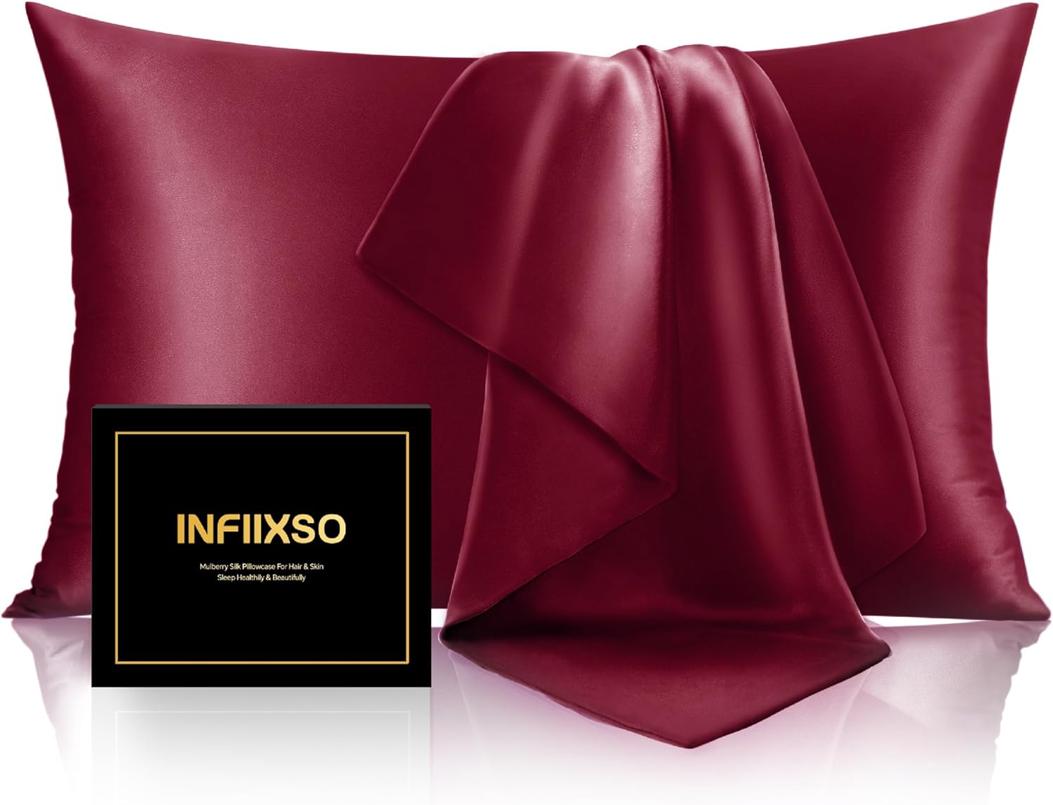 INFIIXSO Mulberry Silk Pillow Cases King Size Set of 2 for Comfort