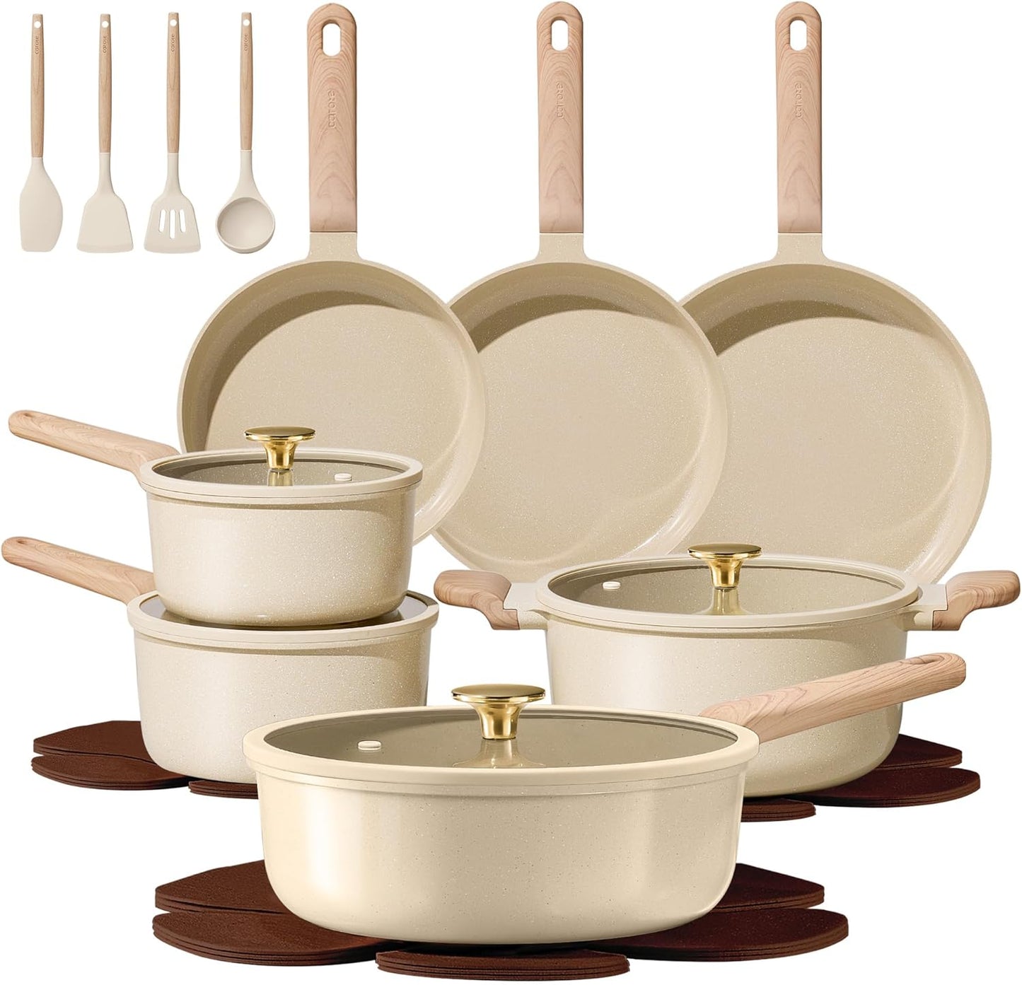CAROTE 22Pcs Nonstick Ceramic Cookware Set for Effortless Cooking