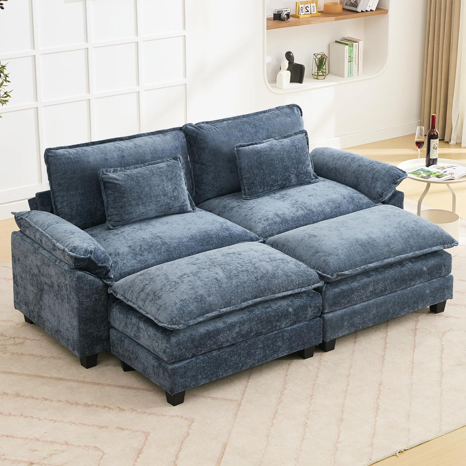 86in Modular Sectional Sofa - Comfy Cloud Couch with Ottoman