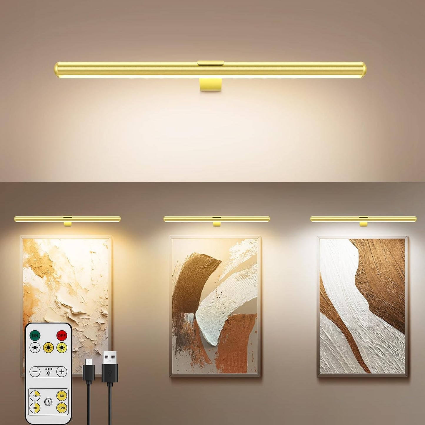 TINTINDOC 22in Picture Light Gold for Art with Dimmable Brightness