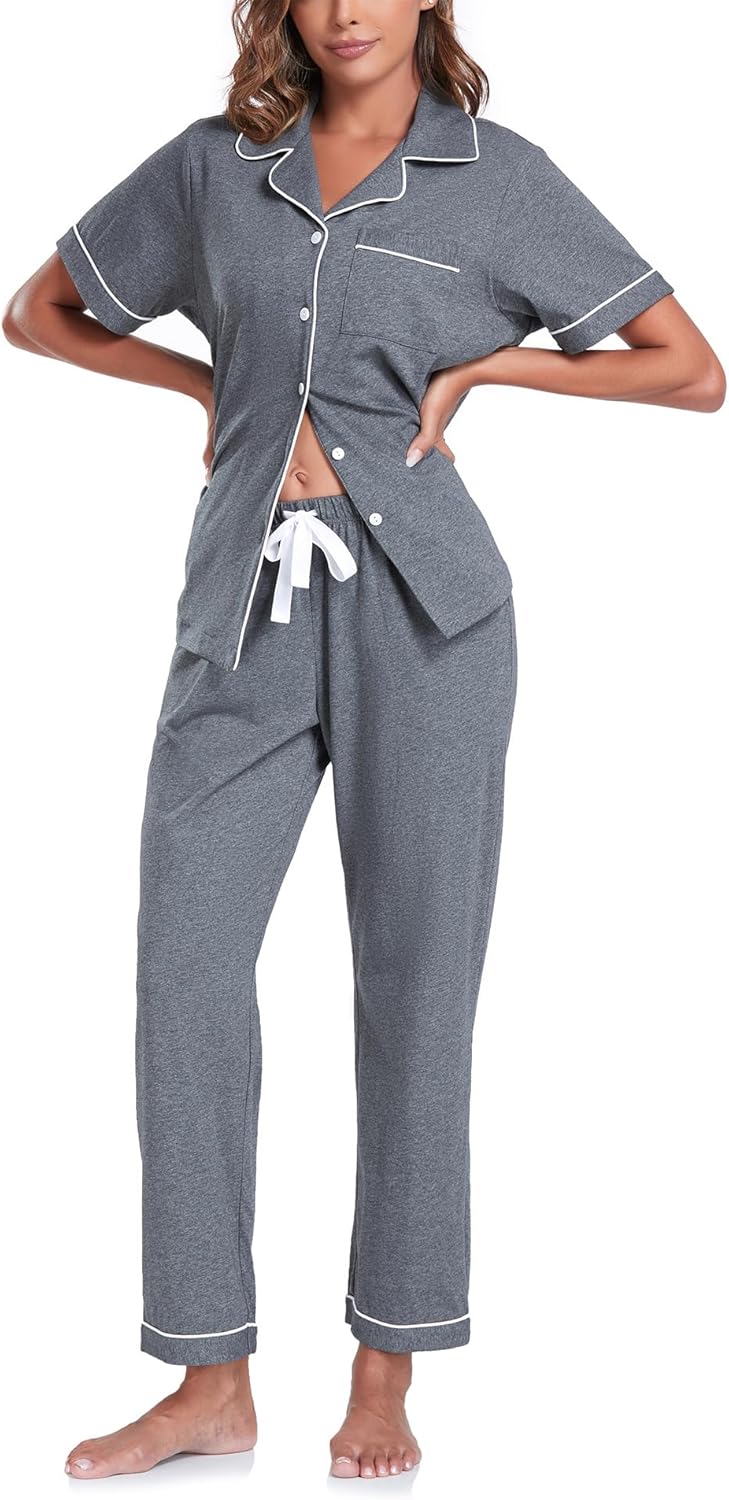COLORFULLEAF Women's 100% Cotton Pajama Set for Comfort