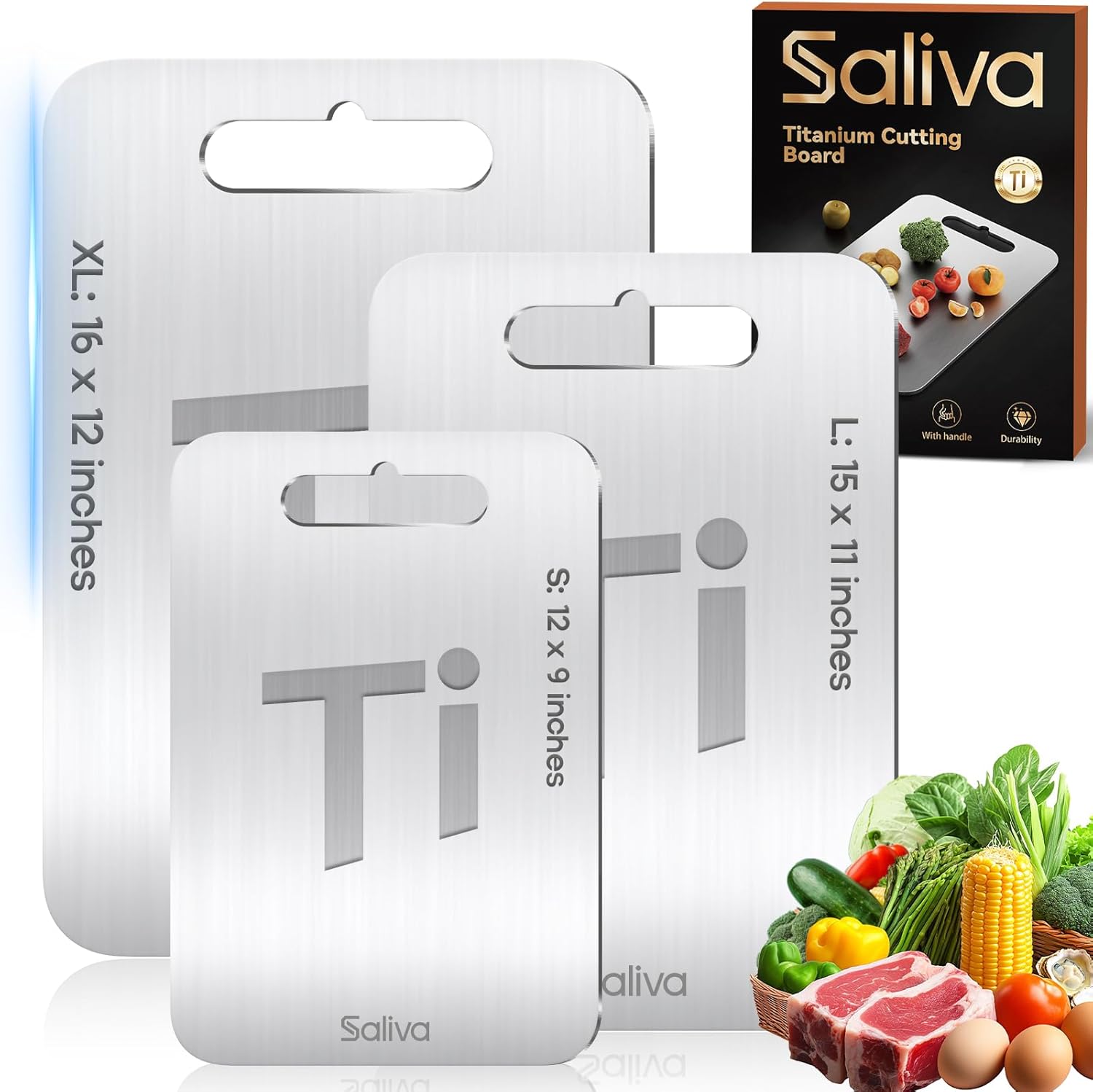 Titanium Cutting Boards for Kitchen - 3 Pack Non Toxic Design