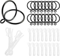 Black Metal Curtain Rings with Eyelet and Adjustable Hooks - Pleated