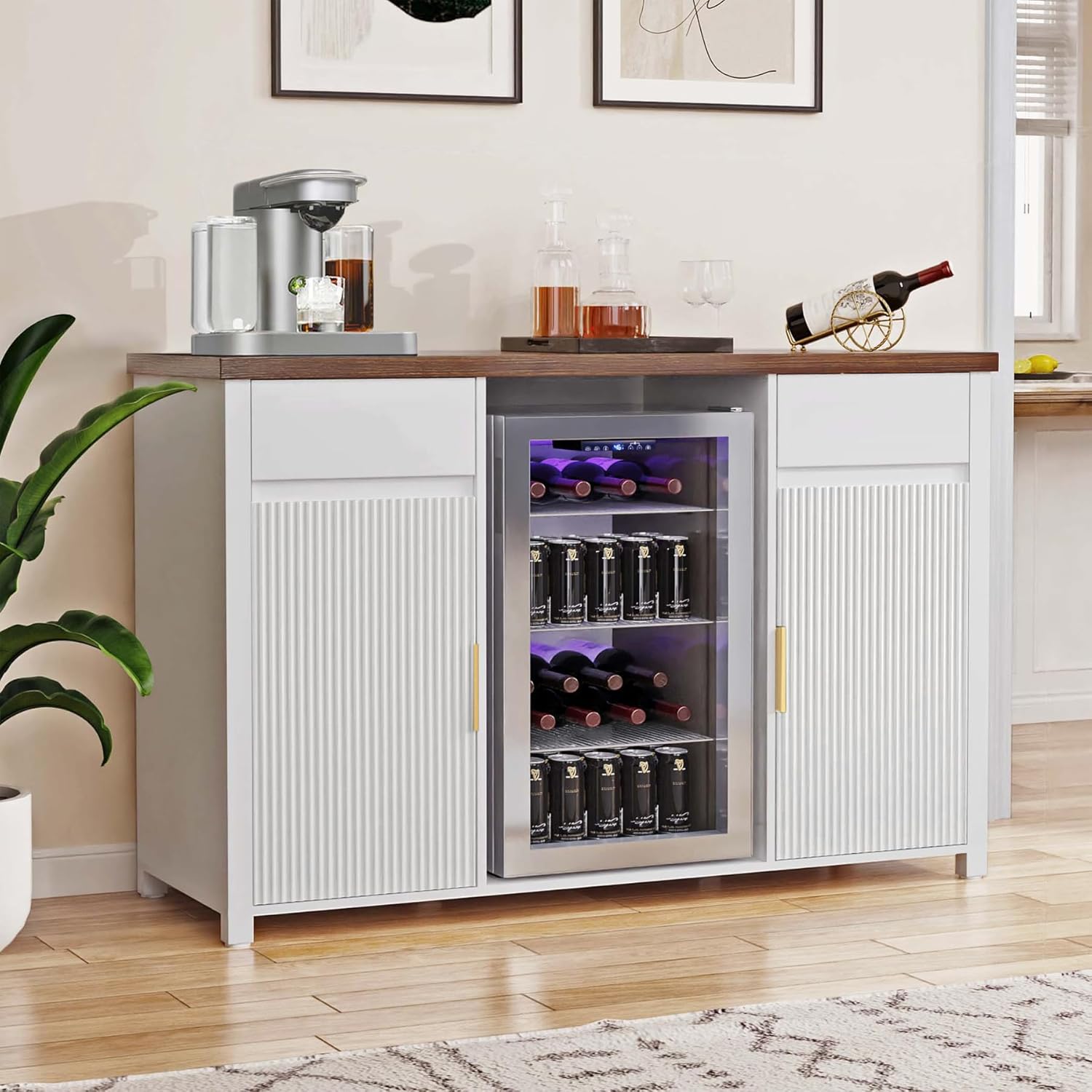 GDLF Large Coffee Bar Cabinet with Fridge Space and Storage