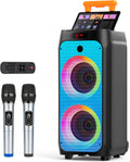 Karaoke Machine with 2 Wireless Microphons - Powerful Portable Speaker