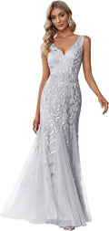 Ever-Pretty Sequin Tulle Double V-Neck Mermaid Evening Dress