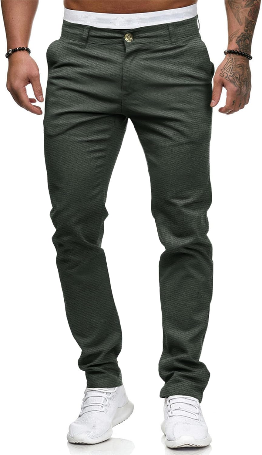 ALLABREVE Men's Chinos Casual Dress Pants for Stylish Comfort