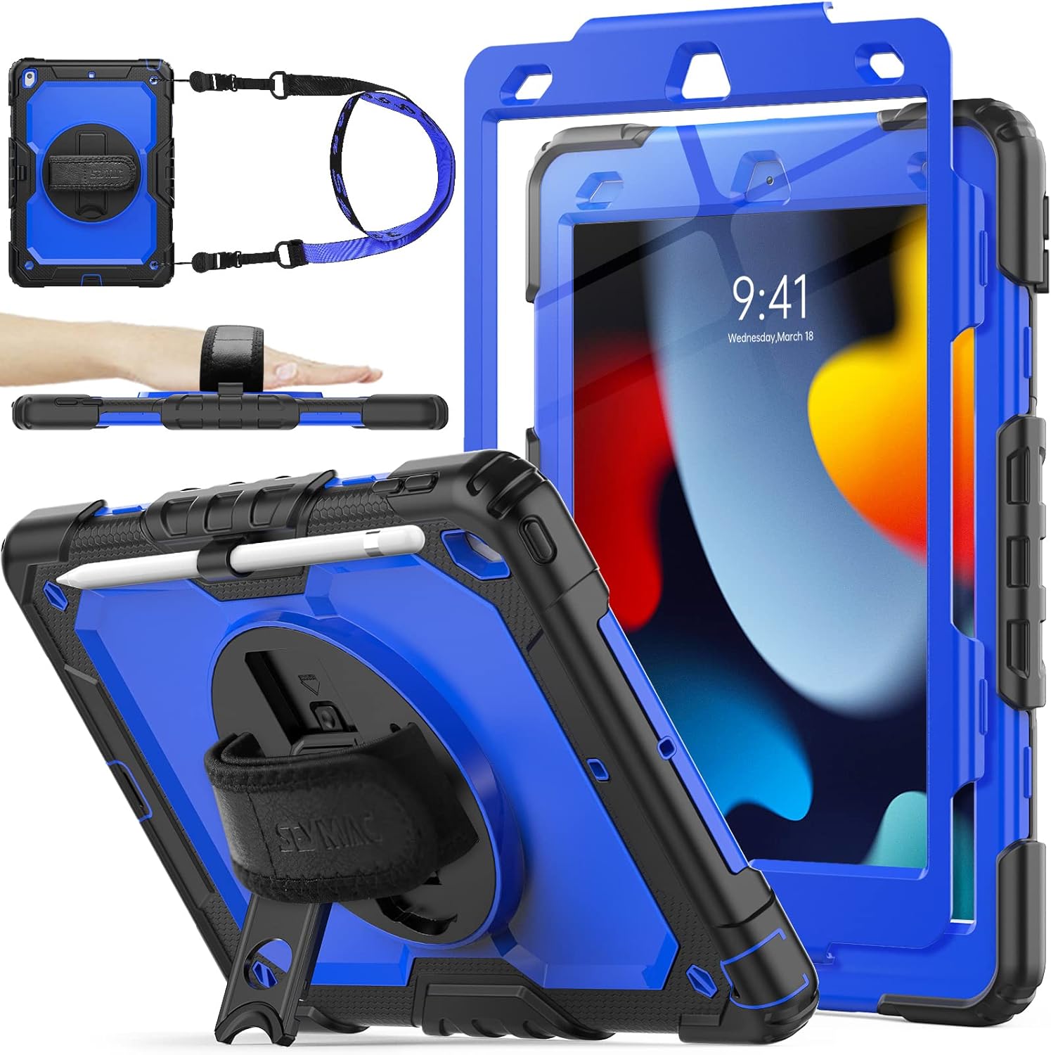 Shockproof Case for iPad 9th/8th/7th Gen 10.2 inch - Blue/Black