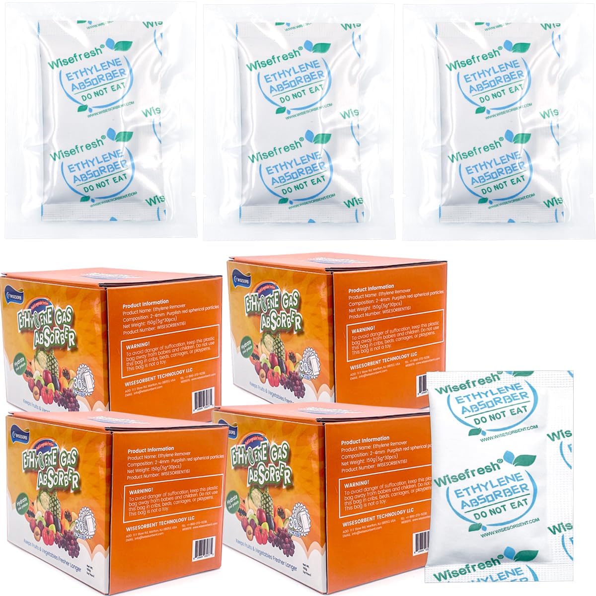 WiseFresh Ethylene Gas Absorber Packets for Fresh Produce
