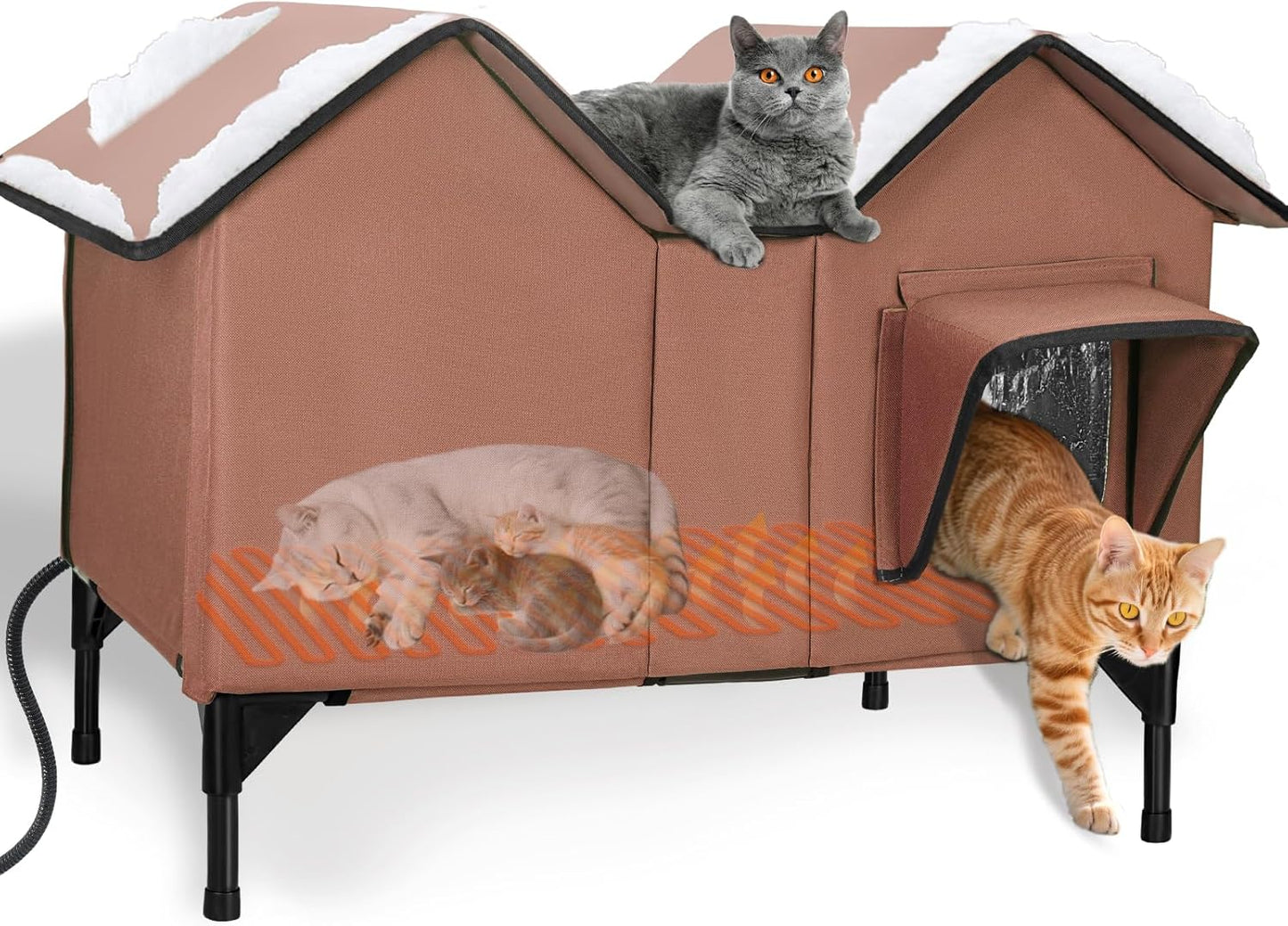 Extra Large Heated Cat House for Outside - Weatherproof Shelter