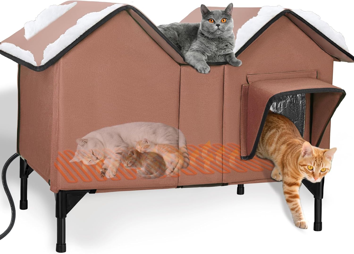 Extra Large Heated Cat House for Outside - Weatherproof Shelter