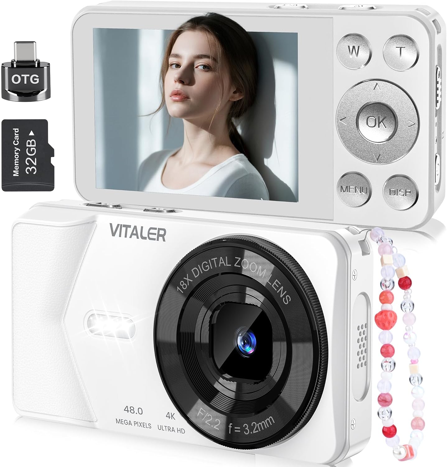 48MP 4K Digital Camera for Photography with 32GB Card