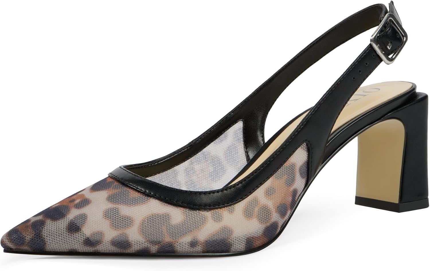 Womens Pumps Pointed Closed Toe Chunky Heel Slingback Heels