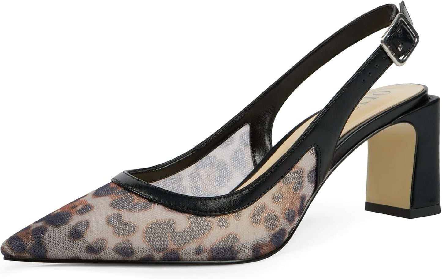 Womens Pumps Pointed Closed Toe Chunky Heel Slingback Heels