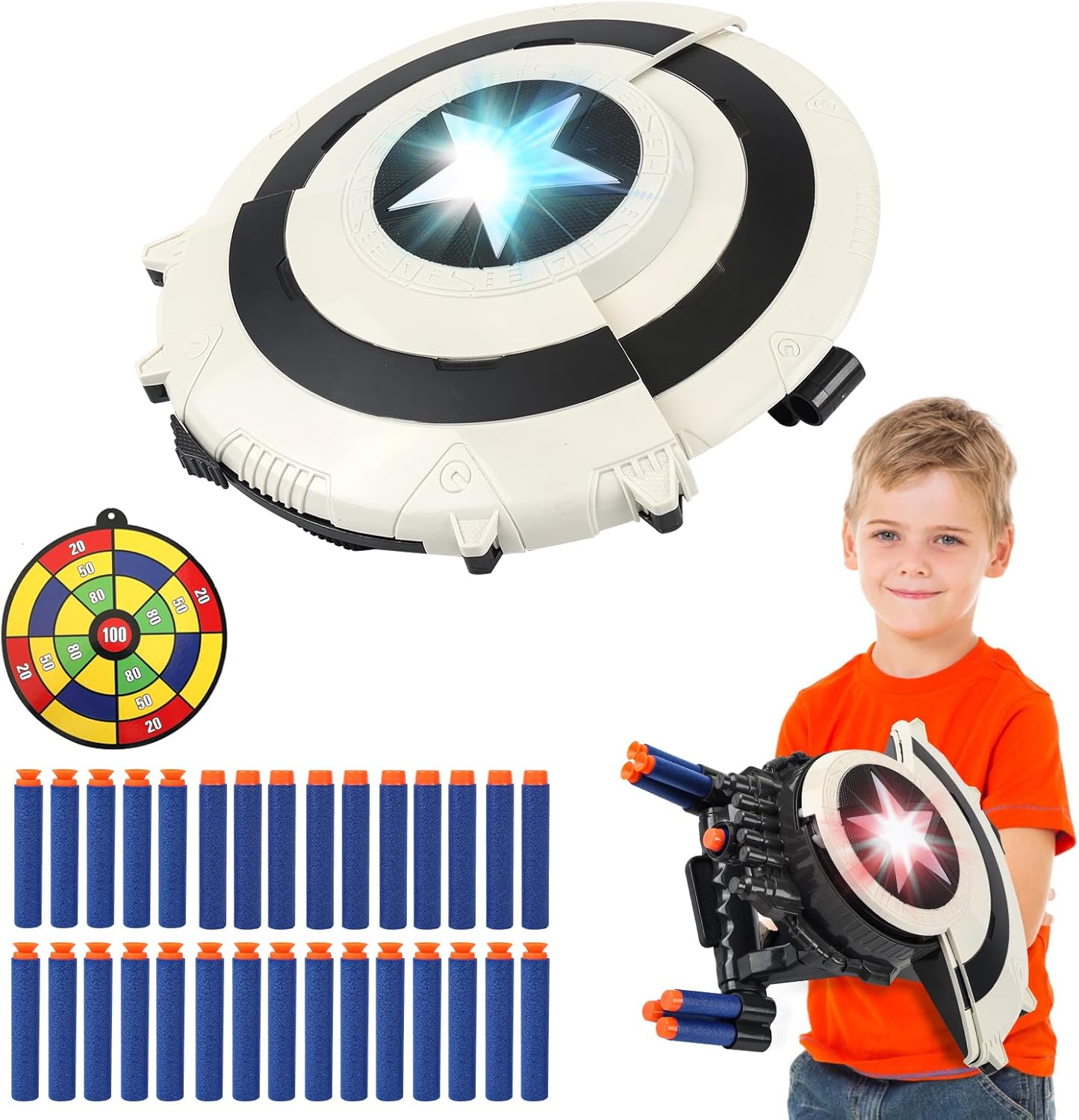 Shield Dart-Blasting Toys for Kids Roleplay with Lights and Darts