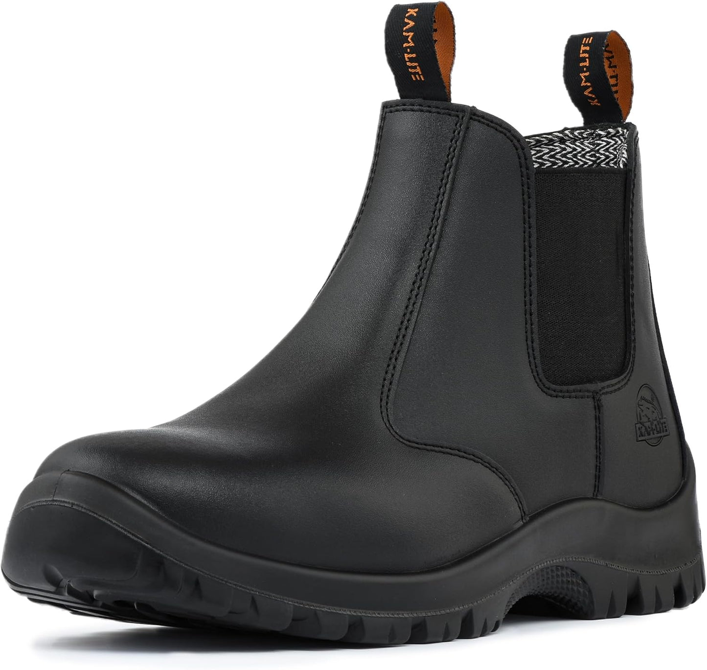 Work Boots for Men - Slip On Steel Toe Chelsea Safety Boots