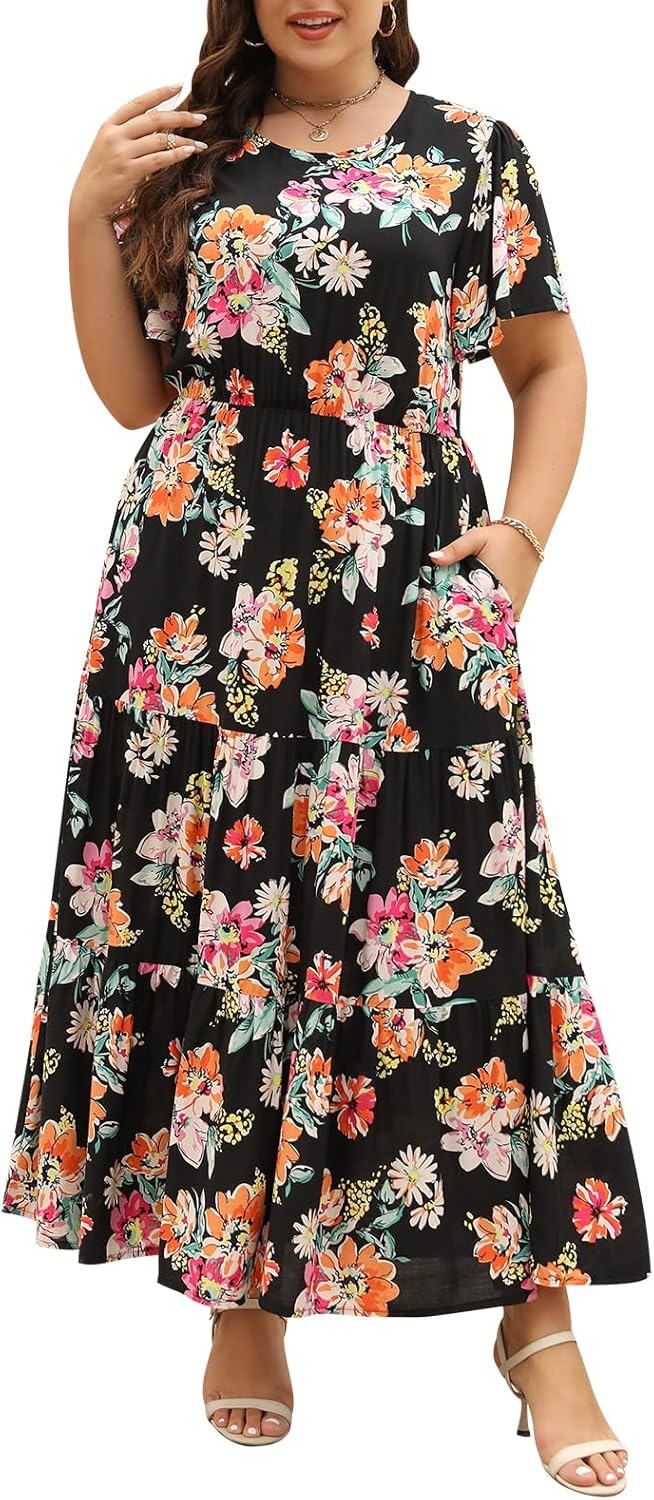 Plus Size Maxi Dresses for Curvy Women with Floral Print