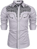COOFANDY Men's Western Shirts Long Sleeve Slim Fit Casual Style