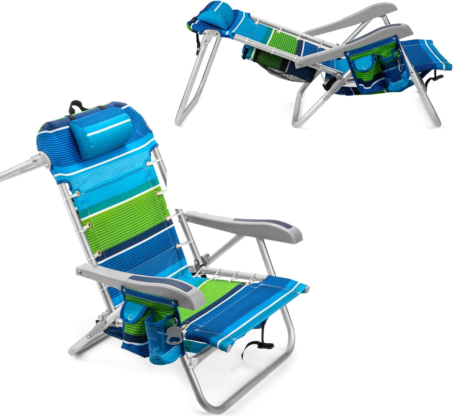 Homevative Fold-Up Beach Chair with Cooler and Storage Pouch