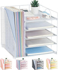 White 5-Tier Paper Letter Tray Organizer - Vertical Desktop File Rack