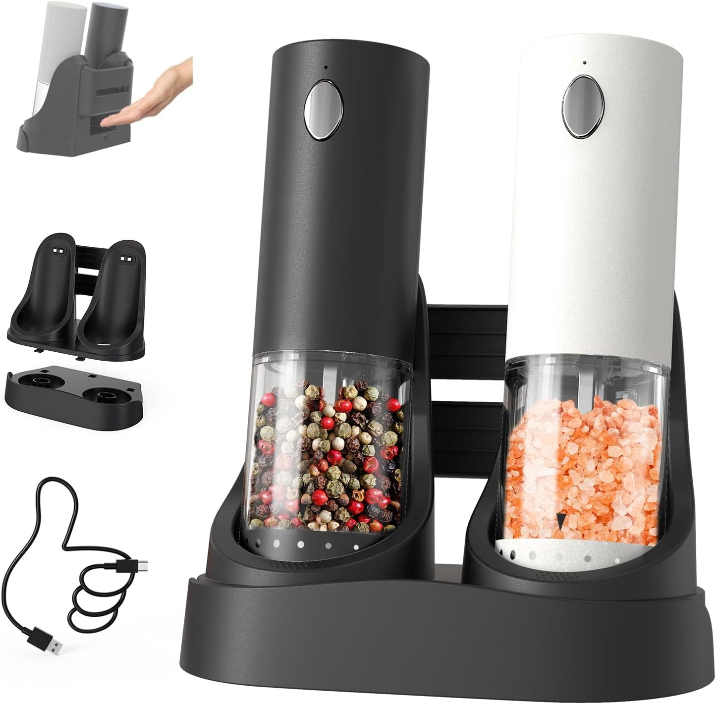 CIRCLE JOY Electric Salt and Pepper Grinder Set with LED Light