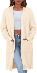 Fall Long Sleeve Cardigan Sweaters for Women - Mid-Length Cozy Knit