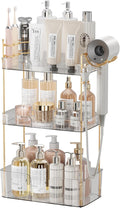 Bathroom Counter Organizer with Hair Dryer Holder - 3 Tier White