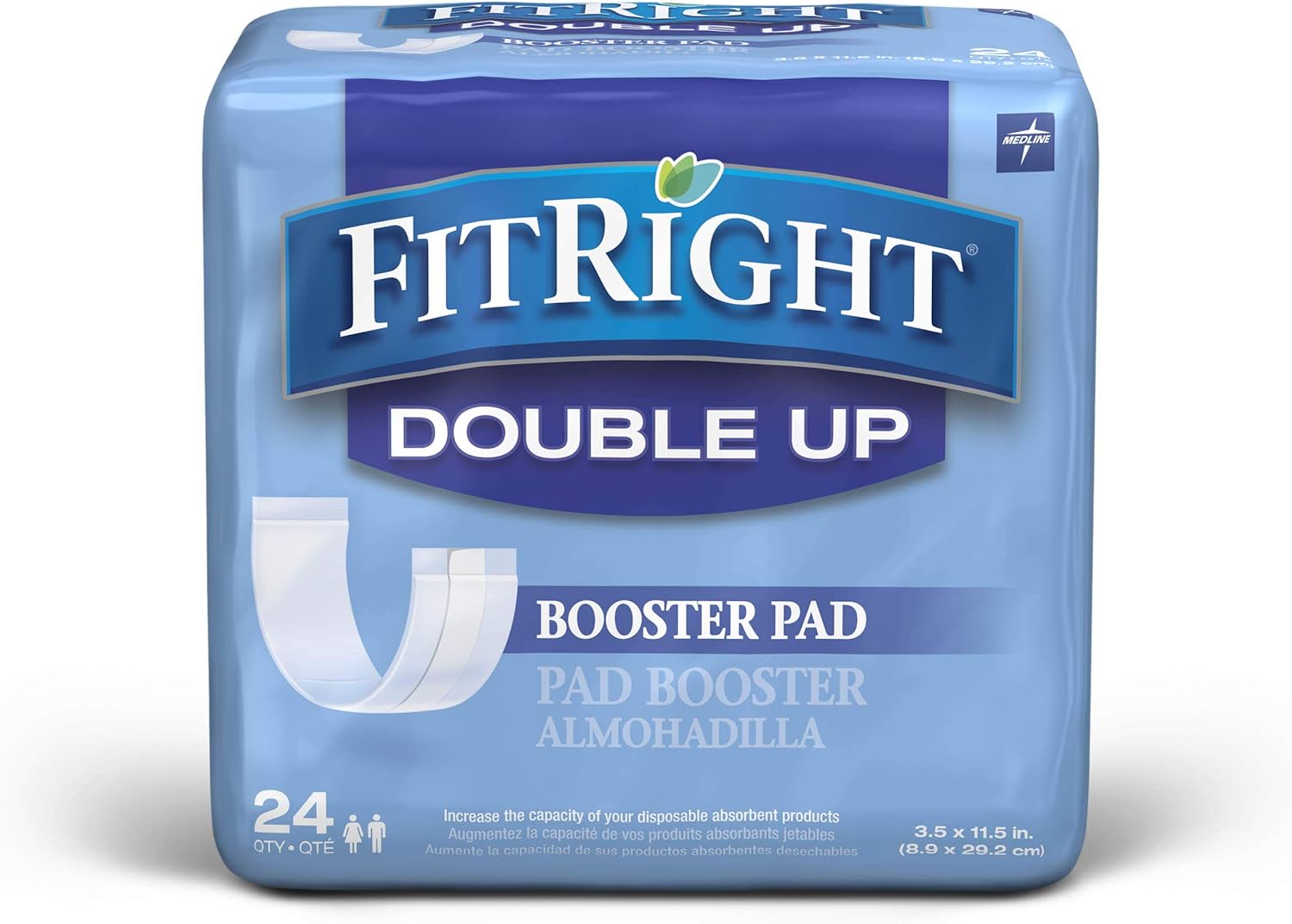 Medline FitRight Double Up Booster Pad, Absorbent Thin Liner