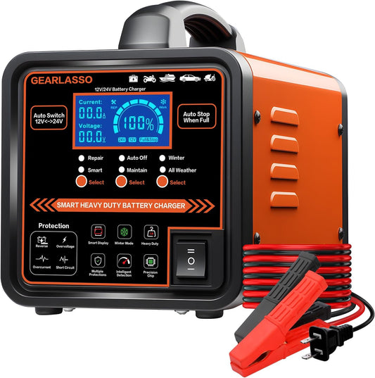 12V 24V Car Battery Charger Heavy Duty with Smart Features
