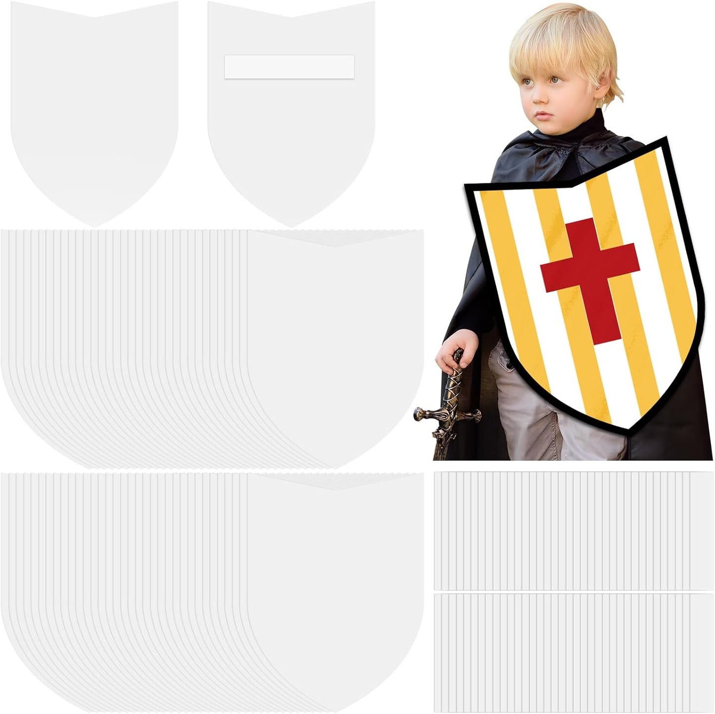 ReliThick 72 Pcs Blank Paper Shields for Kids Craft Activities