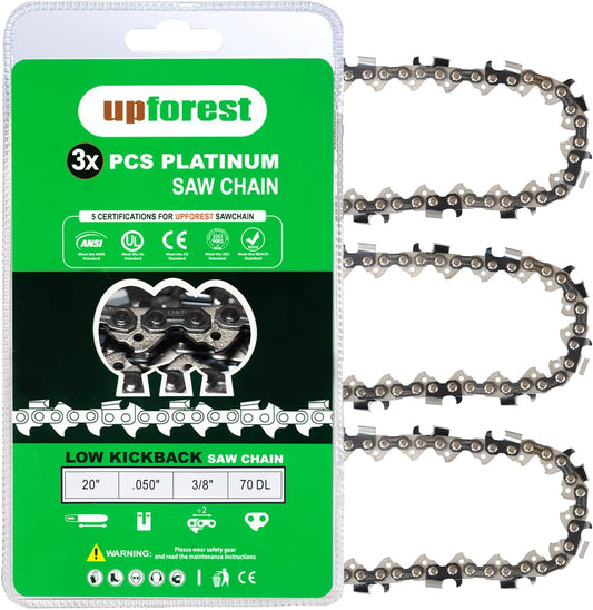 20 Inch Chainsaw Chain 3 Pack - Low Kickback for Craftsman