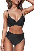 CUPSHE Women's High Waisted Twist Bikini Set - Flattering Coverage Bra