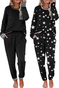 Ekouaer Womens Pajama Sets 2 Pack Long Sleeve Lounge Sets - Soft