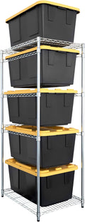 Steel 5-Tier Tote Rack for Garage and Pantry - Space Saver