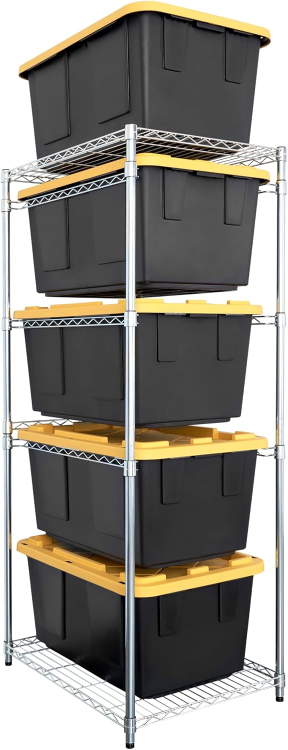 SafeRacks 5-Tier Steel Tote Rack for Organized Storage Solutions