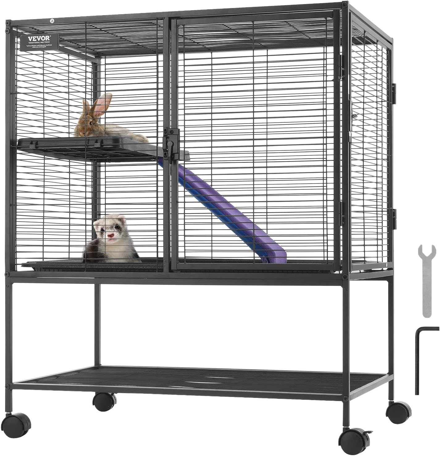 VEVOR 36in Rolling Metal Ferret Cage for Small Animals