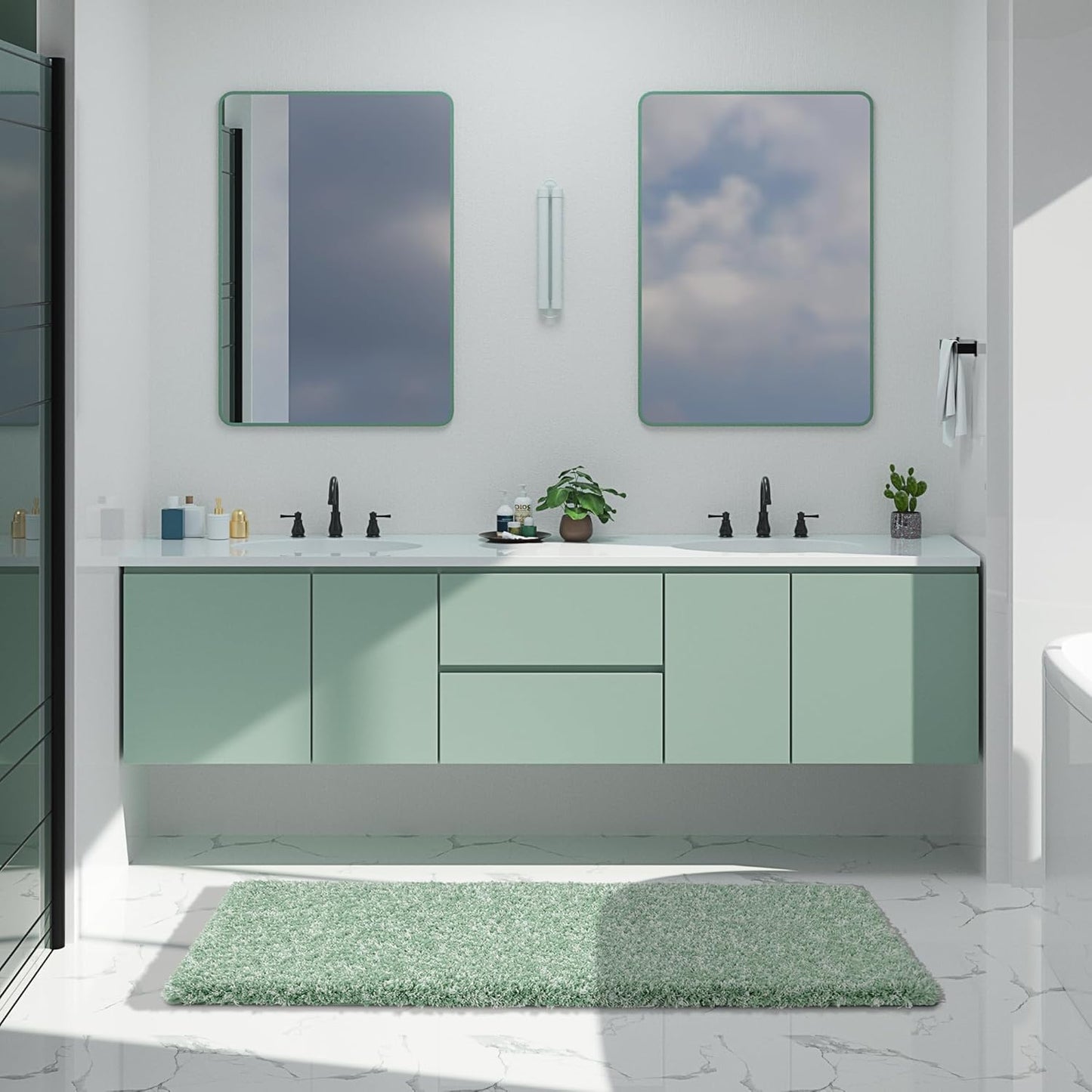 Yimobra Luxury Bathroom Rugs - Fluffy Non Slip Bath Mats