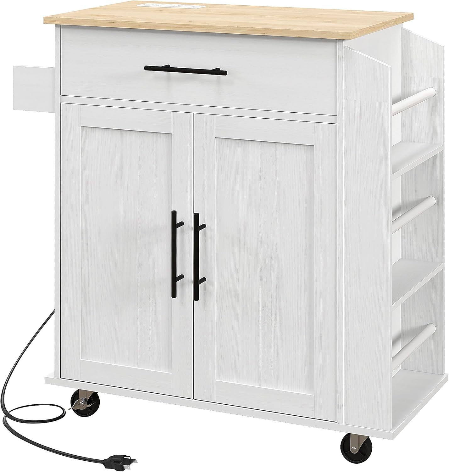 HOMCOM Kitchen Island: Organize & Charge Smartly