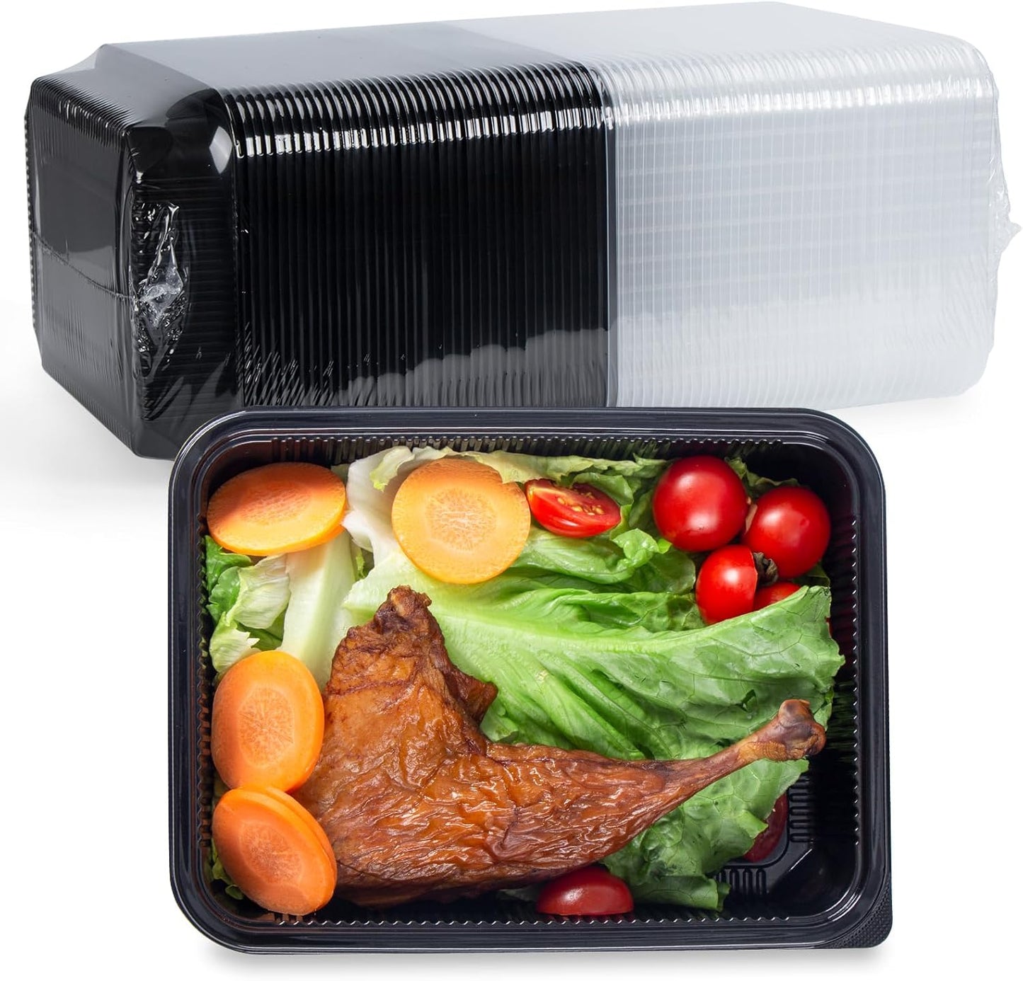 YANGRUI 48 oz Plastic Containers with Lid - 40 Pack for Meal Prep