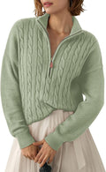 Dokotoo Women's Ribbed Cable Knit Quarter Zip Pullover - Cozy Fit soft