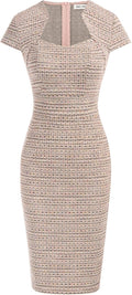GRACE KARIN Women's Tweed Pencil Dress Cap Sleeve - Work to Evening be