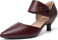 Kitten Heels for Women Burgundy PU Pointed Toe - Low 2.4 in