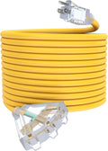 50Ft 12/3 Outdoor Extension Cord with 3-Outlets - Lighted, Heavy Duty