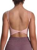 Aoxjox Women's Workout Sports Bra Twist Back Cami - Flattering Low you