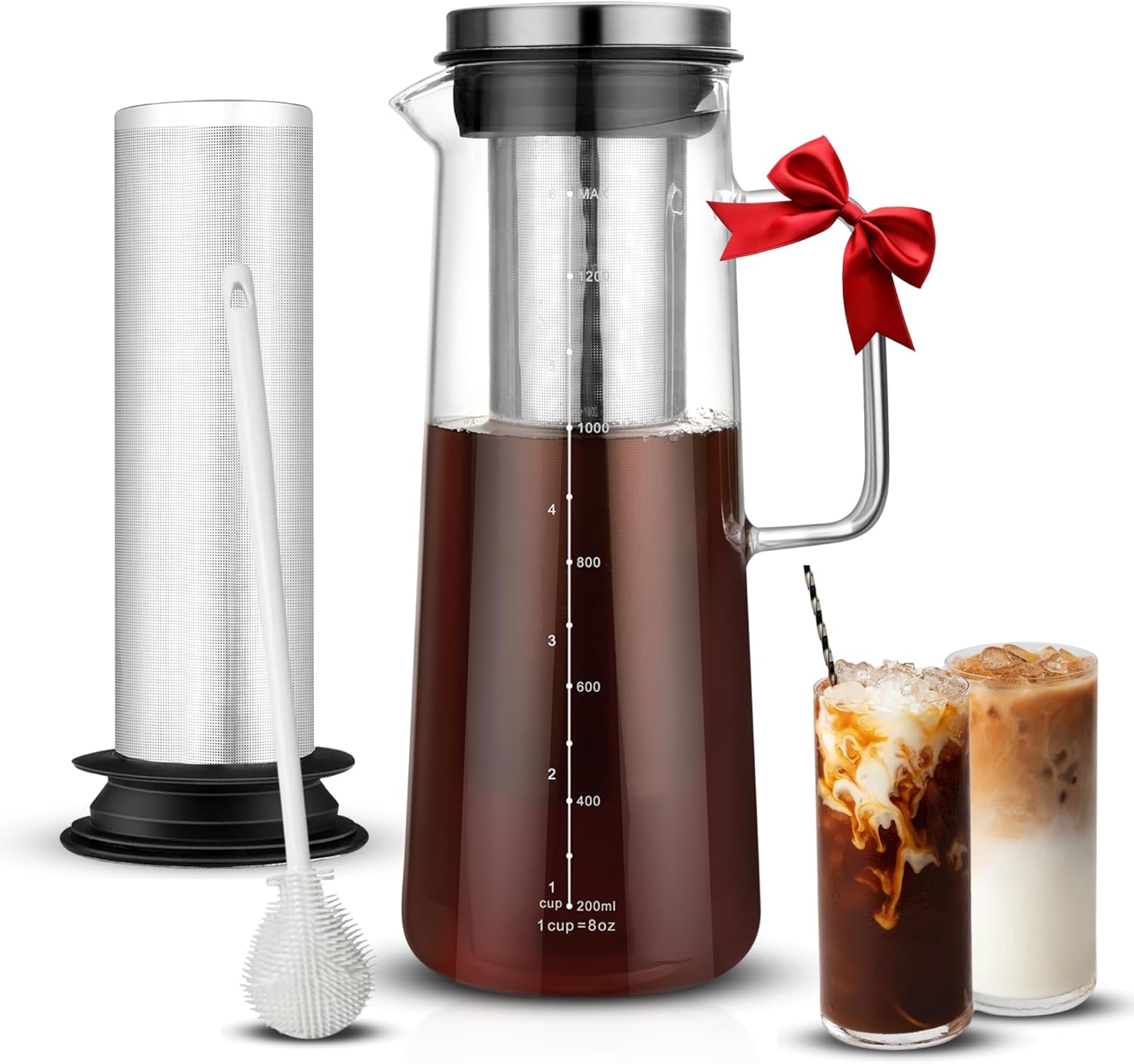 Dishwasher Safe Cold Brew Maker, 1.4L Glass Pitcher