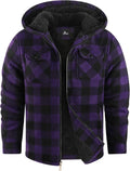 Boys Sherpa Lined Flannel Jacket with Hood - Warm Zip-Up Coat