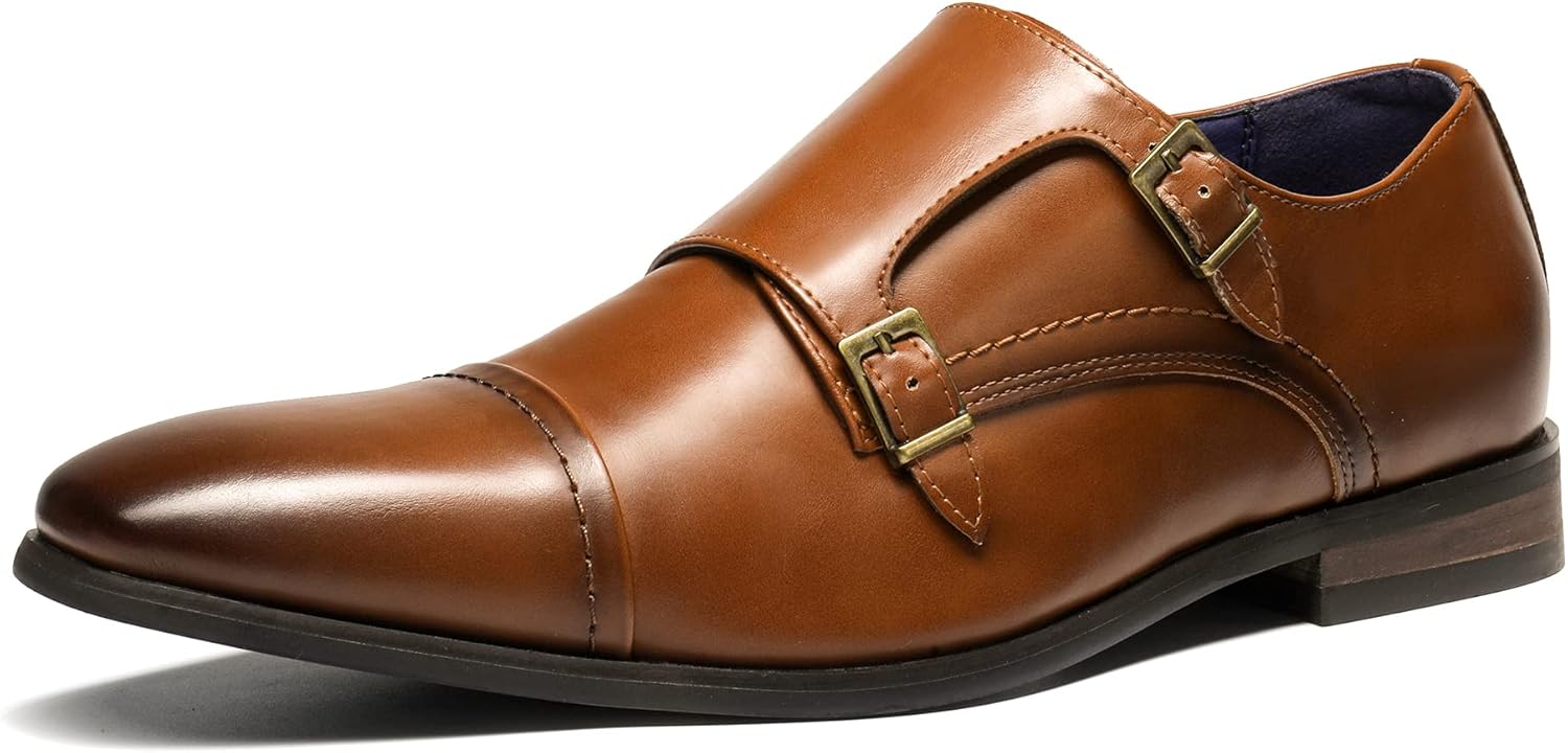 Bruno Marc Men's Dress Loafer Shoes with Monk Strap Design