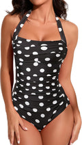 Tummy Control Halter One Piece Swimsuit - Slimming Vintage Look