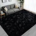 Large Area Rugs for Living Room Bedroom 10x14 ft Black Fluffy Shag Rug