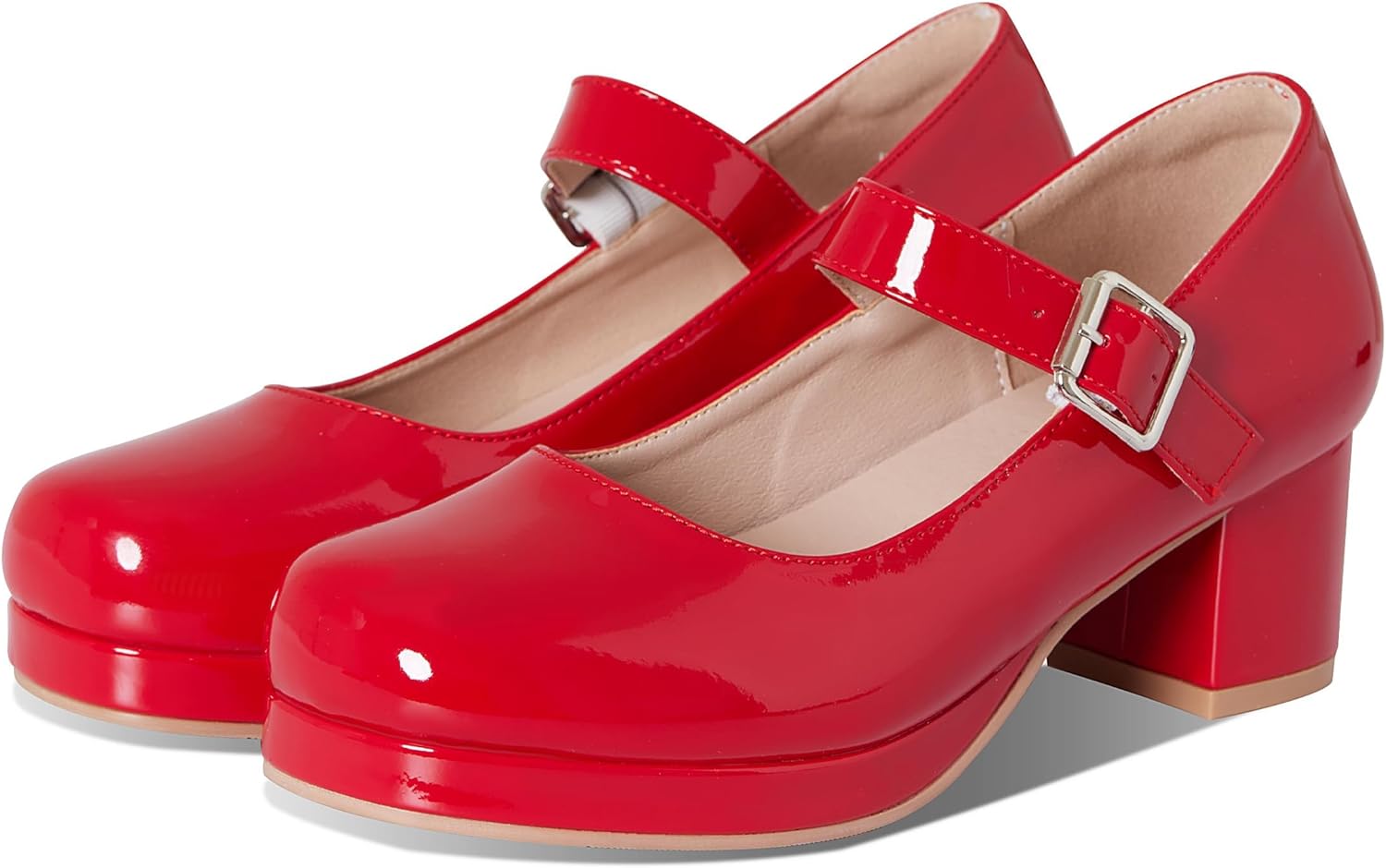 femflame Women's Low Chunky Heel Mary Jane Pumps for Style